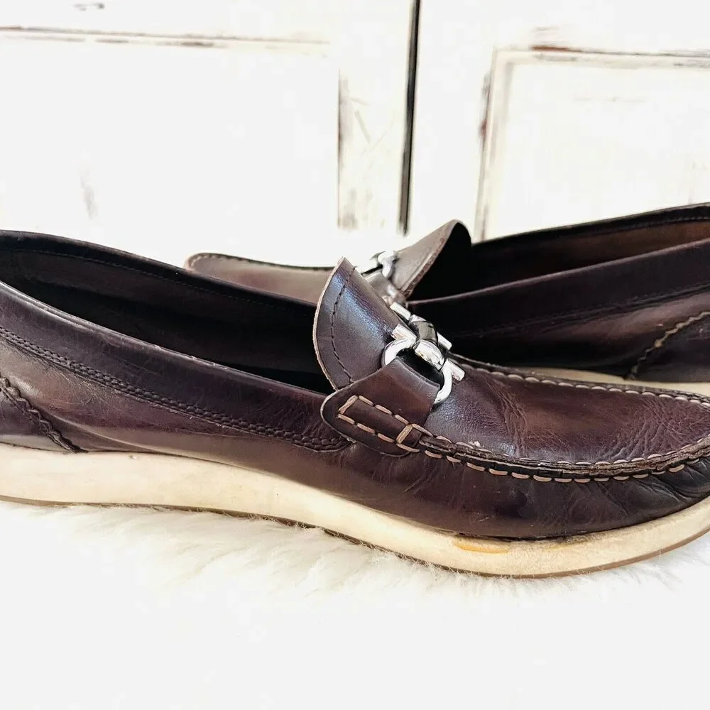 Restoration Santos Dark Brown Leather Buckled Driving Shoes Loafers ~ Mens 9